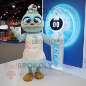 Beige Pair Of Ice Skates mascot costume character dressed with a Maxi Dress and Bracelet watches