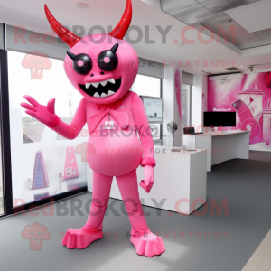 Pink Devil maskot kostym...