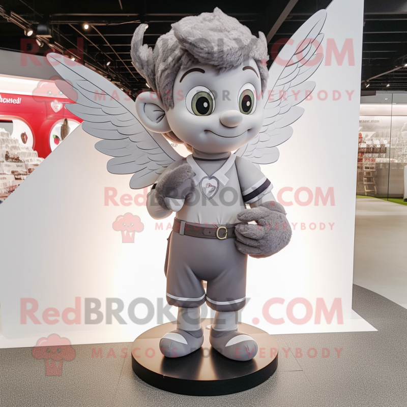 Gray Cupid mascot costume character dressed with a T-Shirt and Shoe laces Gray Cupid mascot costume character dressed with a T-Shirt and Shoe laces
