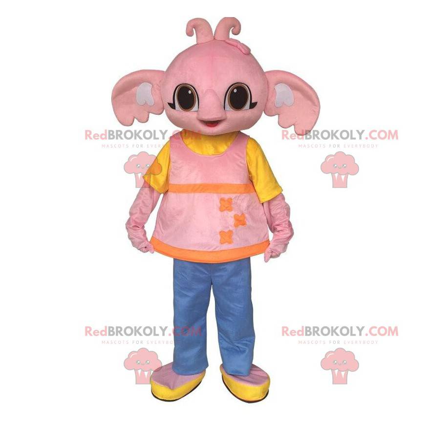 Mascot Sula, den lyserøde elefant, ven med Bing Bunny -