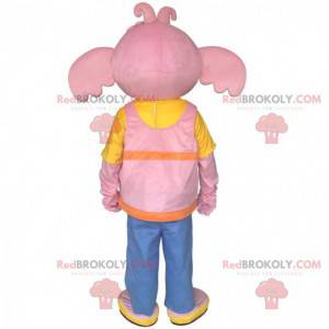 Mascot Sula, den lyserøde elefant, ven med Bing Bunny -