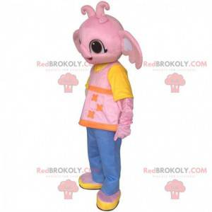 Mascot Sula, den lyserøde elefant, ven med Bing Bunny -