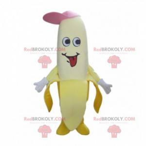 Mascota de plátano con gorra, disfraz de fruta gigante