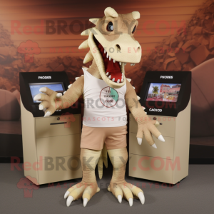 Beige Spinosaurus maskot...