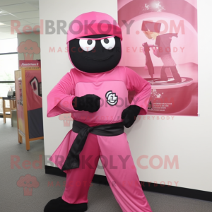 Pink Ninja maskot kostume...