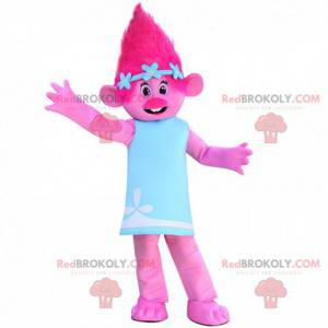 Mascotte de troll rose, costume de créature rose -