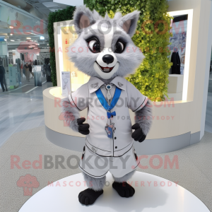 White Raccoon mascot costume character dressed with a Dress Pants and Necklaces