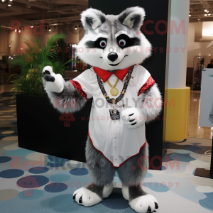 White Raccoon maskot kostym...