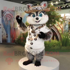 White Raccoon mascot costume character dressed with a Dress Pants and Necklaces