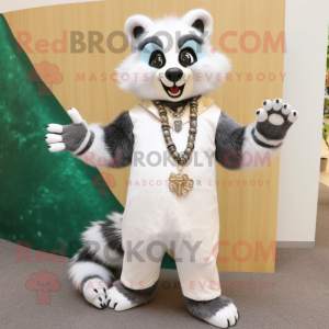 White Raccoon mascot costume character dressed with a Dress Pants and Necklaces