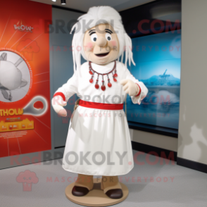 White Chief mascot costume character dressed with a Wrap Dress and Tie pins