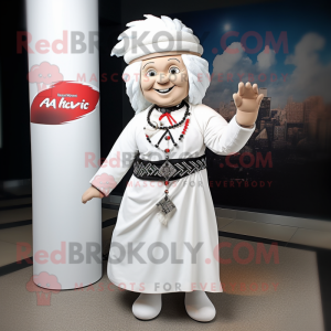 White Chief mascot costume character dressed with a Wrap Dress and Tie pins