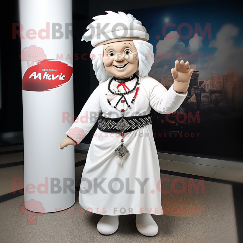 White Chief mascot costume character dressed with a Wrap Dress and Tie pins White Chief mascot costume character dressed with a Wrap Dress and Tie pins