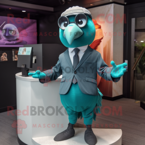 Teal Pigeon maskot kostume...