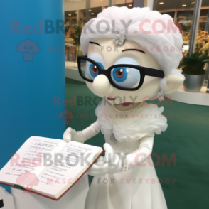 nan Pendant mascot costume character dressed with a Wedding Dress and Reading glasses