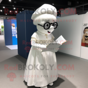 nan Pendant mascot costume character dressed with a Wedding Dress and Reading glasses
