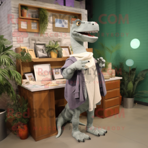 Grå Iguanodon maskot kostym...