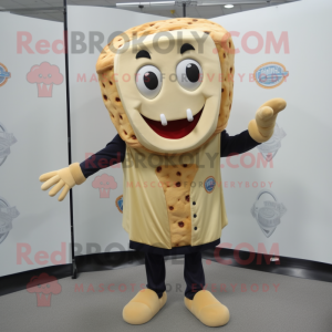 Beige Grilled Cheese Sandwich mascot costume character dressed with a Jacket and Cufflinks