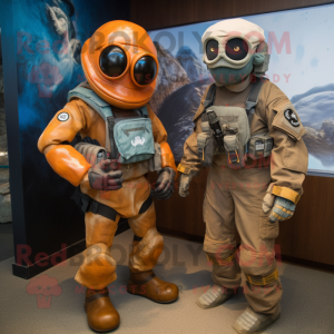 Rust Marine Recon mascot costume character dressed with a Mini Dress and Ties