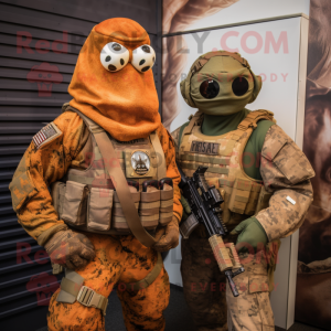 Rust Marine Recon mascot costume character dressed with a Mini Dress and Ties