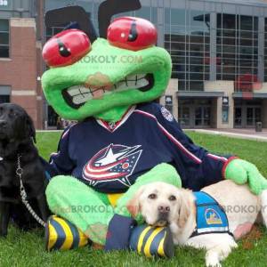 Mascotte de grenouille verte avec des yeux rouges -