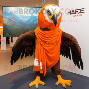 Orange Haast'S Eagle mascot costume character dressed with a Oxford Shirt and Shawl pins