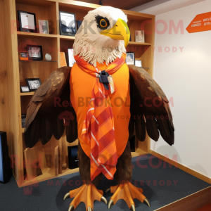 Orange Haast'S Eagle mascot costume character dressed with a Oxford Shirt and Shawl pins