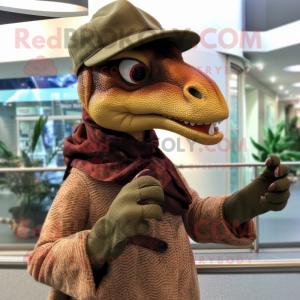 nan Utahraptor mascot costume character dressed with a Turtleneck and Hat pins