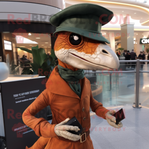 nan Utahraptor mascot costume character dressed with a Turtleneck and Hat pins