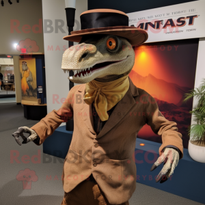 nan Utahraptor mascot costume character dressed with a Turtleneck and Hat pins