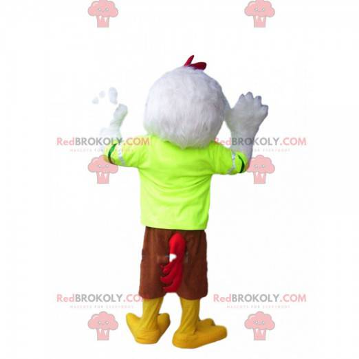 Hühnermaskottchen mit Brille und buntem Outfit - Redbrokoly.com