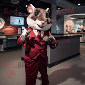 Maroon Rat mascot costume character dressed with a Suit and Ties