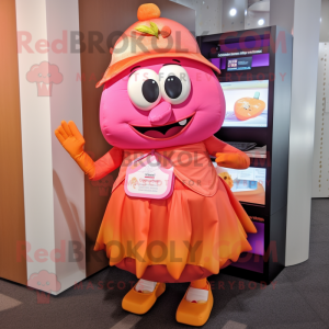 Pink Orange maskot kostume...