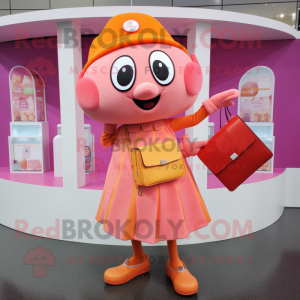 Pink Orange maskot kostume...