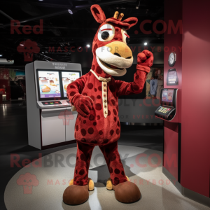 Maroon Giraffe maskot...