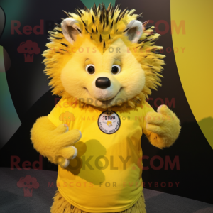 Gul Hedgehog maskot kostym...