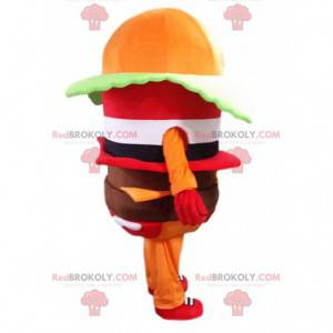 Mascotte de hamburger orange, costume de hamburger -