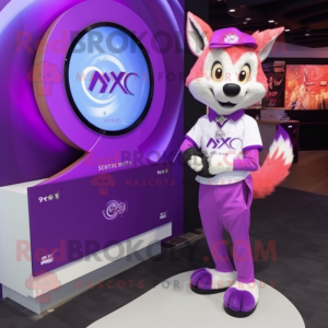 Purple Fox maskot kostume...