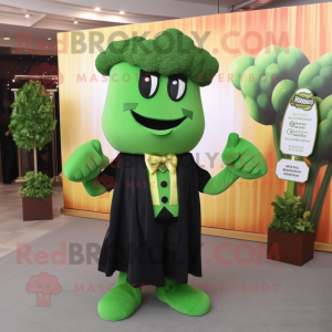 Brown Broccoli mascot costume character dressed with a Evening Gown and Tie pins