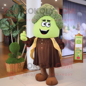 Brun Broccoli maskot kostym...