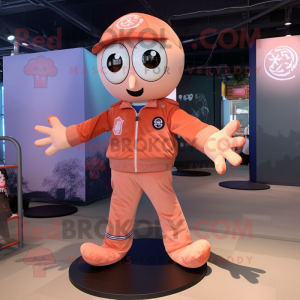 Peach Octopus mascot costume character dressed with a Bomber Jacket and Ties