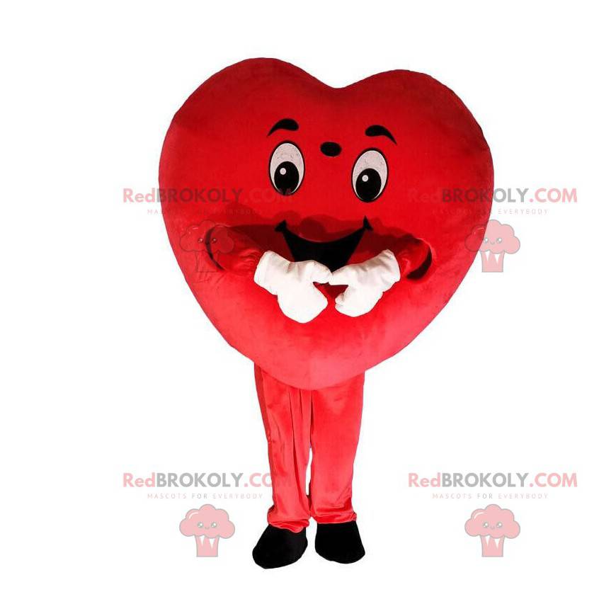 Mascote gigante de coração vermelho, fantasia romântica -