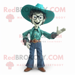 Postava maskota Teal Cowboy...