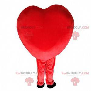 Mascotte de cœur rouge géant, costume romantique -