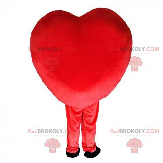 Mascote gigante de coração vermelho, fantasia romântica -