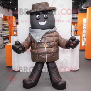 Gray Chocolate Bars mascot costume character dressed with a Leather Jacket and Scarf clips