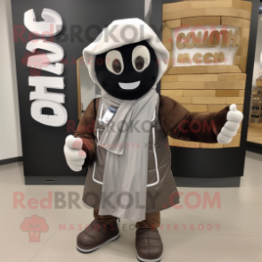 Gray Chocolate Bars mascot costume character dressed with a Leather Jacket and Scarf clips