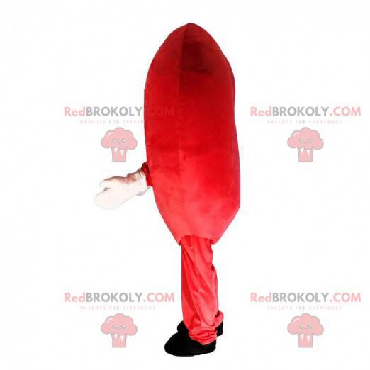 Mascotte de cœur rouge géant, costume romantique -