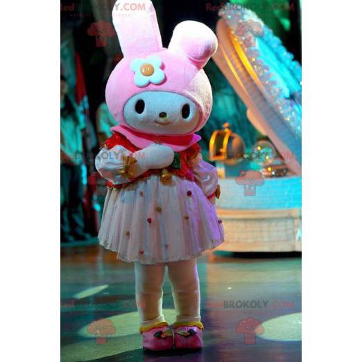 Very feminine white and pink rabbit mascot - Redbrokoly.com