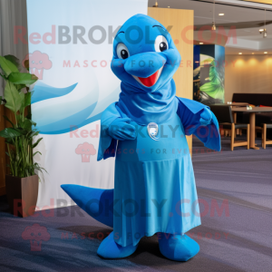 Blue Dolphin maskot kostume...